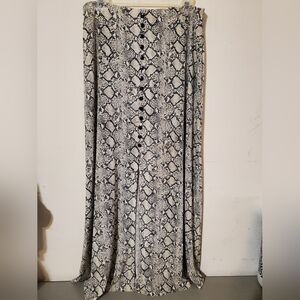 Y2k Snake Print Button-Front Maxi Skirt
